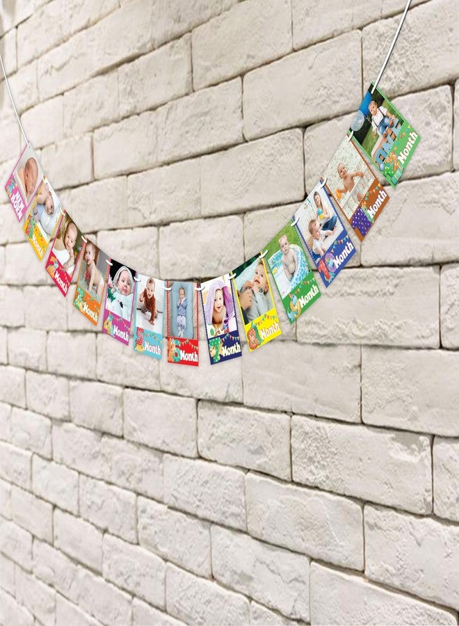 WOBBOX Photo Banner Dino Theme 1 to 12 Month Banner, Photo Banners for First Birthday, Photo Banner New Born to 12 Months - Image 4
